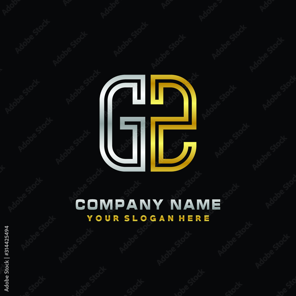 initial letter GZ logo Abstract vector minimalist. letter logo gold and silver color initial letter GZ logo Abstract vector minimalist. letter logo gold and silver color