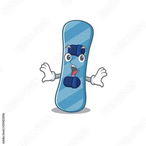 Snowboard cartoon character design on a surprised gesture