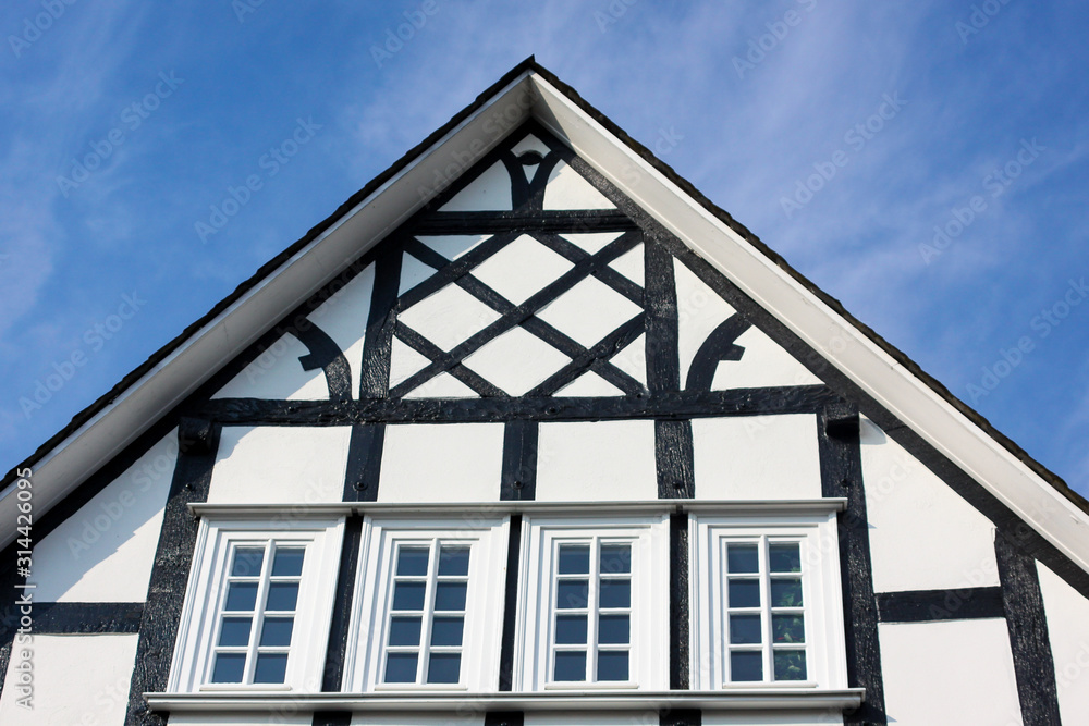 Close up view of a half timbered house at Freudenberg in the Siegerland area