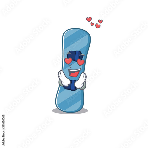 falling in love cute snowboard cartoon character design
