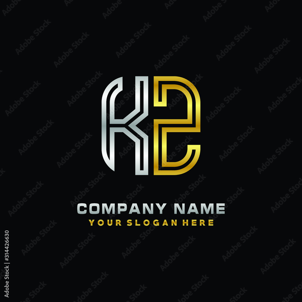 initial letter KZ logo Abstract vector minimalist. letter logo gold and silver color initial letter KZ logo Abstract vector minimalist. letter logo gold and silver color