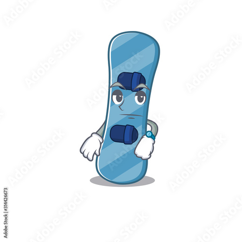 cartoon character design of snowboard on a waiting gesture