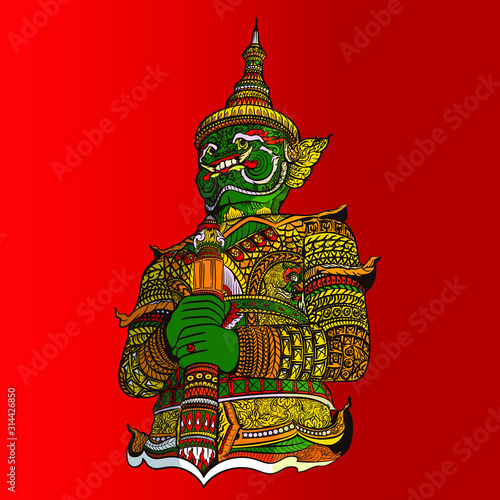 YAK the Thai guardian giant vector