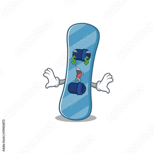 Happy rich snowboard with Money eye cartoon character style