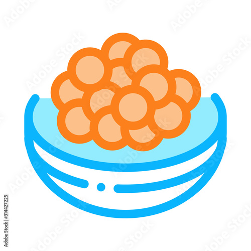 Caviar On Tray Icon Vector. Outline Caviar On Tray Sign. Isolated Contour Symbol Illustration