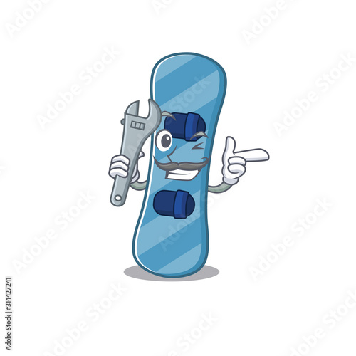 Smart Mechanic snowboard cartoon with character design