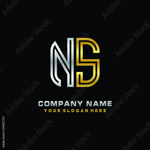 initial letter NS logo Abstract vector minimalist. letter logo gold and silver color
