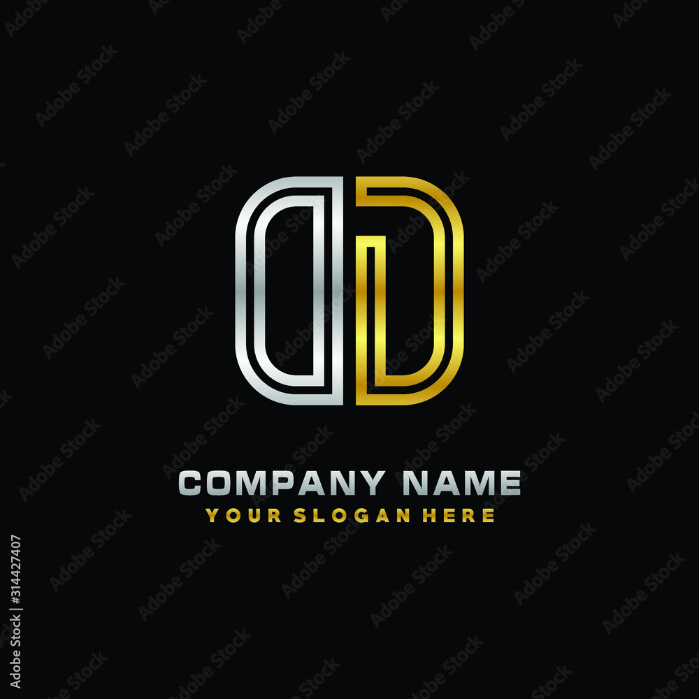initial letter OD logo Abstract vector minimalist. letter logo gold and silver color initial letter OD logo Abstract vector minimalist. letter logo gold and silver color