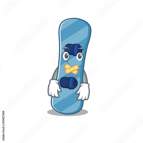 a silent gesture of snowboard mascot cartoon character design