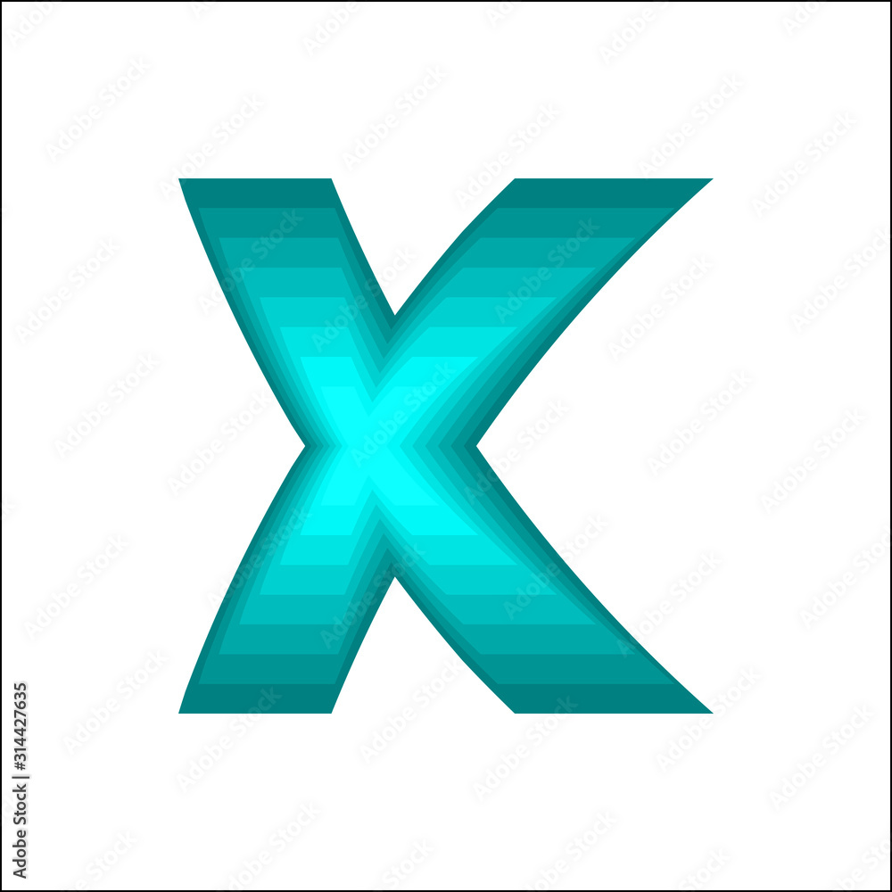 Obraz premium Blue 3d x alphabet or cross sign on white background vector.