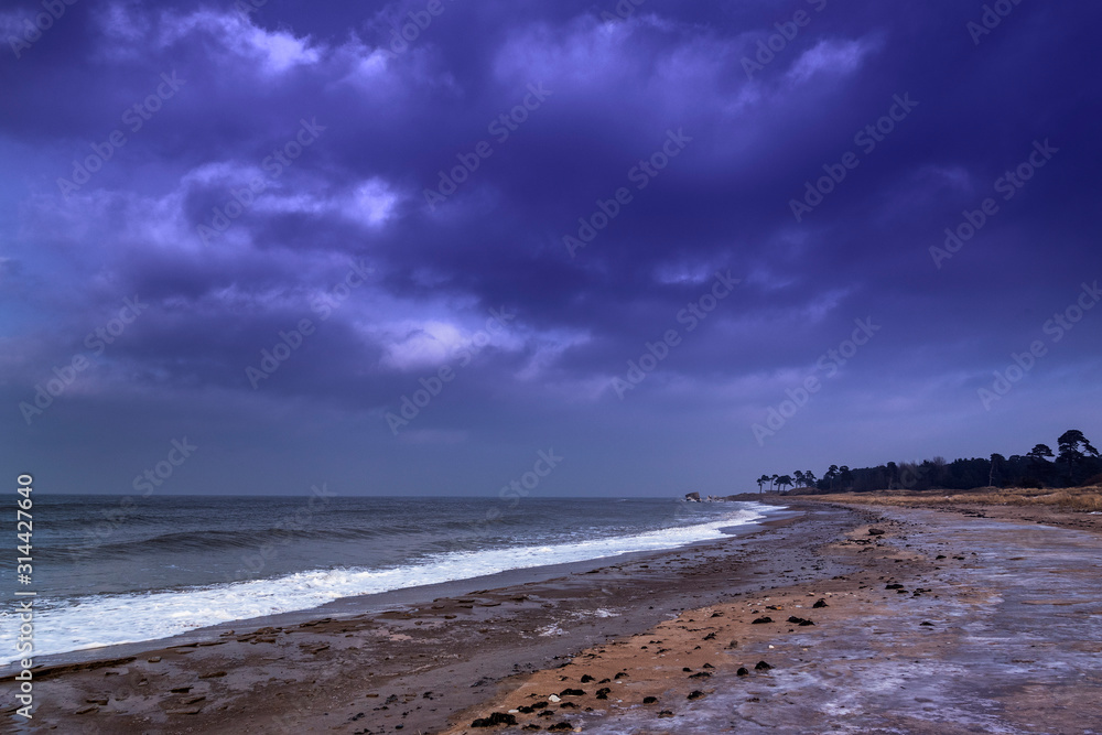 Cold winter day by Baltic sea.