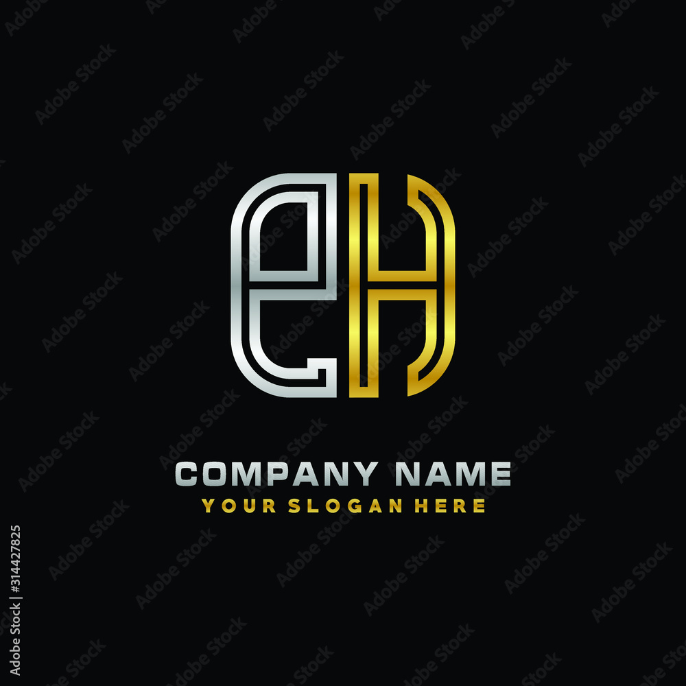 initial letter PH logo Abstract vector minimalist. letter logo gold and silver color initial letter PH logo Abstract vector minimalist. letter logo gold and silver color