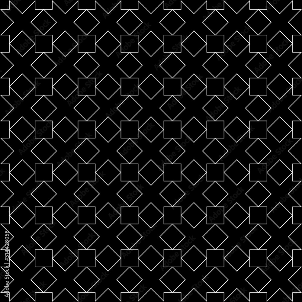 Fototapeta premium Black x mark sign or cross symbol repeat pattern on black background vector. Cross logo background.