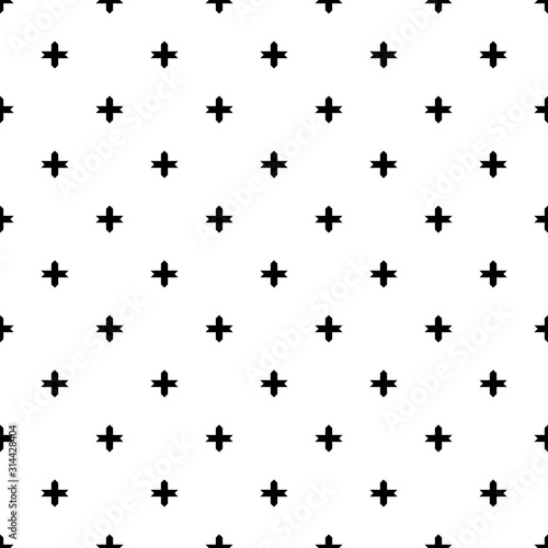 Black cross sign or plus symbol repeat pattern on white background vector. Cross logo background.