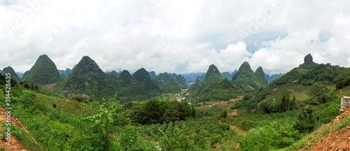 Panoramic landscape of Guilin, Guangxi, China.