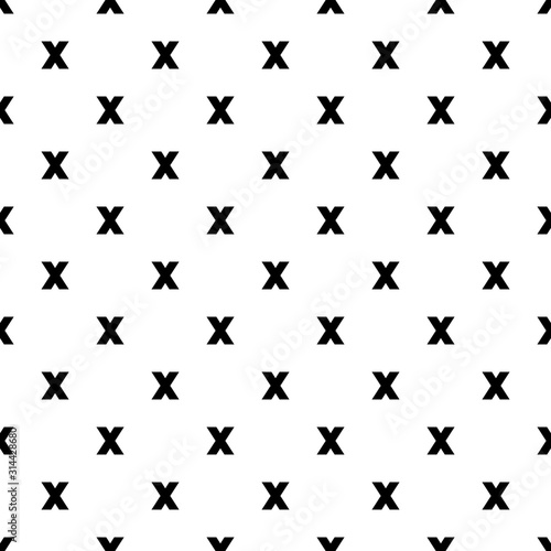 Black x alphabet or cross symbol repeat pattern on black background vector. Cross logo background.
