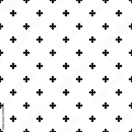Black cross sign or plus symbol repeat pattern on white background vector. Cross logo background.