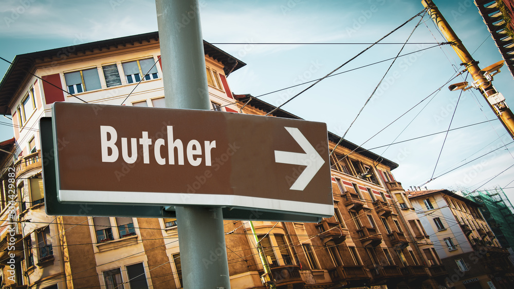 Fototapeta premium Street Sign to Butcher