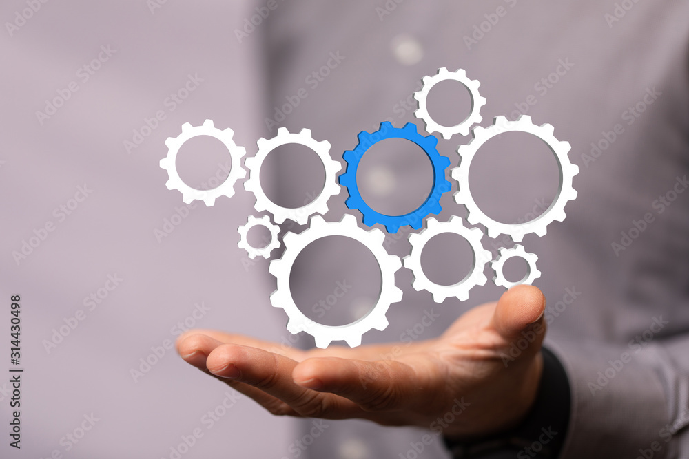 Business, Internet and technology concept. Business select gear icon on virtual screen. Business, Internet and technology concept. Business select gear icon on virtual screen.