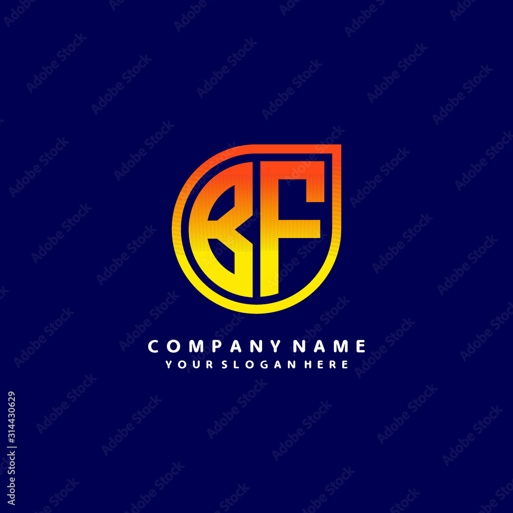 letter BF orange abstract logo, with a blue background letter BF orange abstract logo, with a blue background