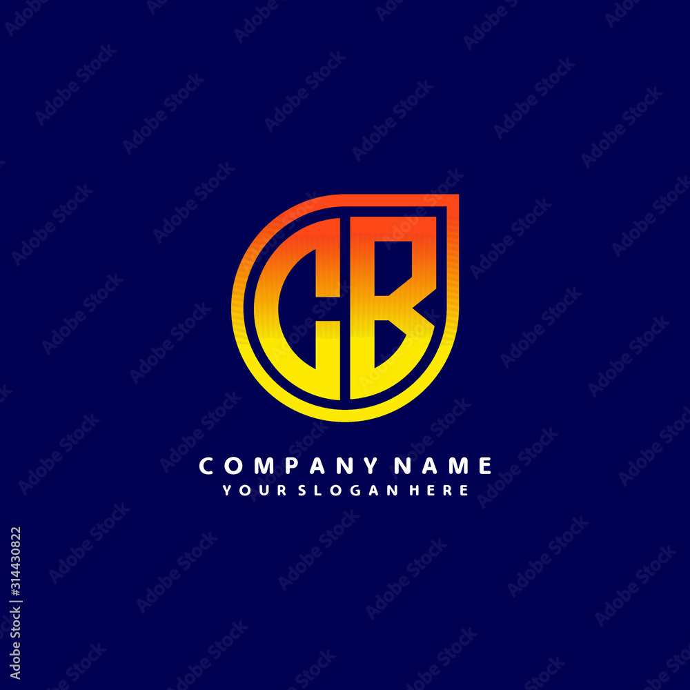 letter CB orange abstract logo, with a blue background letter CB orange abstract logo, with a blue background
