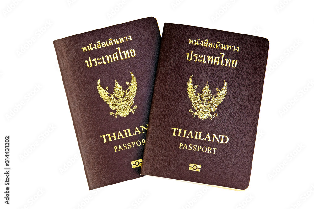 Two Thailand passports isolate on white background. Two Thailand passports isolate on white background.