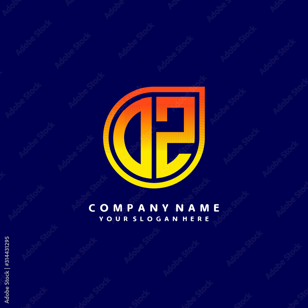 letter DZ orange abstract logo, with a blue background letter DZ orange abstract logo, with a blue background
