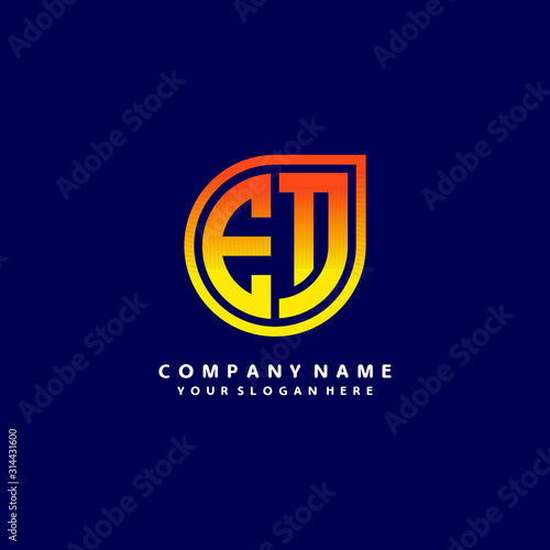 Free Download letter ET orange abstract logo, with a blue background - GFXLoad
