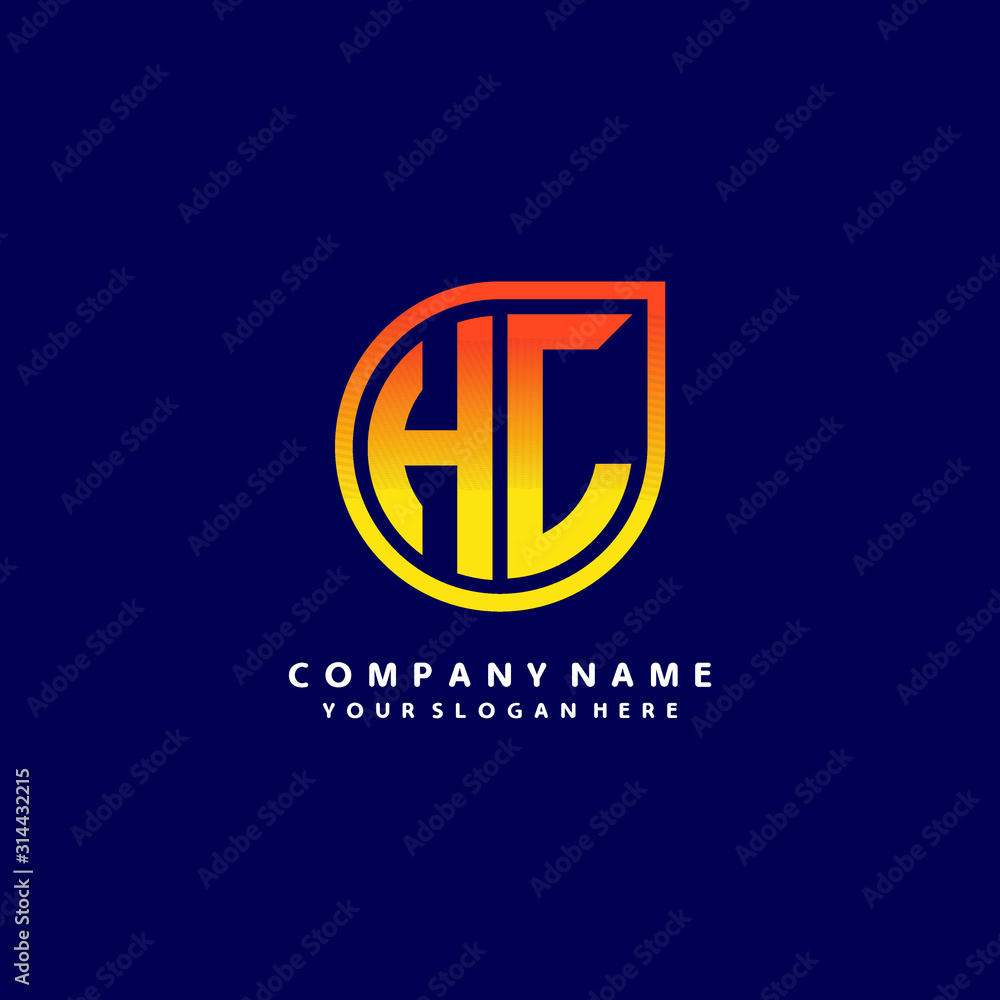 letter HL orange abstract logo, with a blue background letter HL orange abstract logo, with a blue background