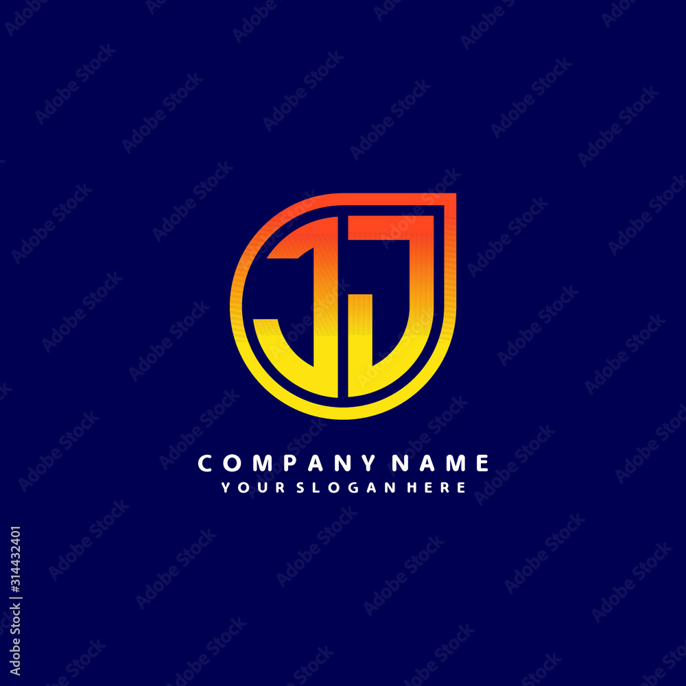 letter JJ orange abstract logo, with a blue background letter JJ orange abstract logo, with a blue background