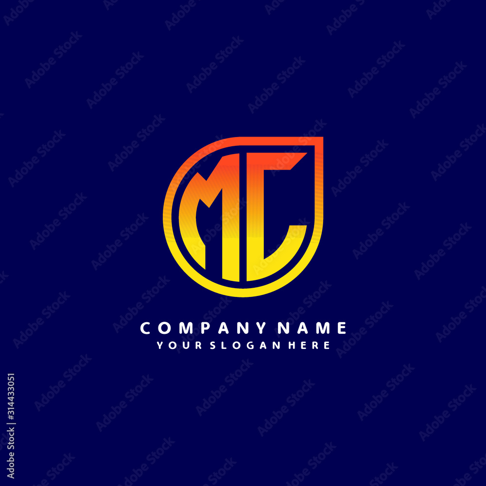 letter ML orange abstract logo, with a blue background letter ML orange abstract logo, with a blue background