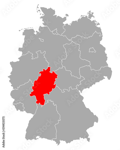 Karte von Hessen in Deutschland