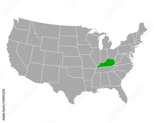 Karte von Kentucky in USA