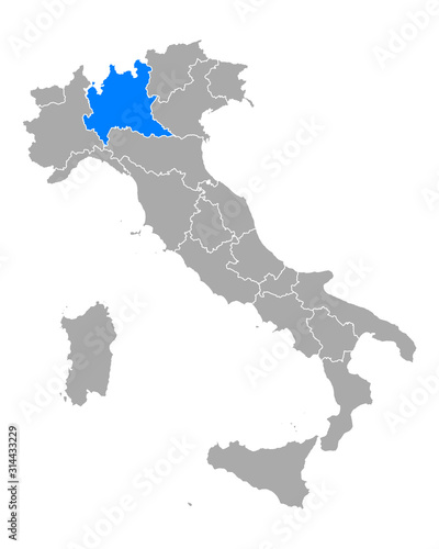 Karte von Lombardei in Italien