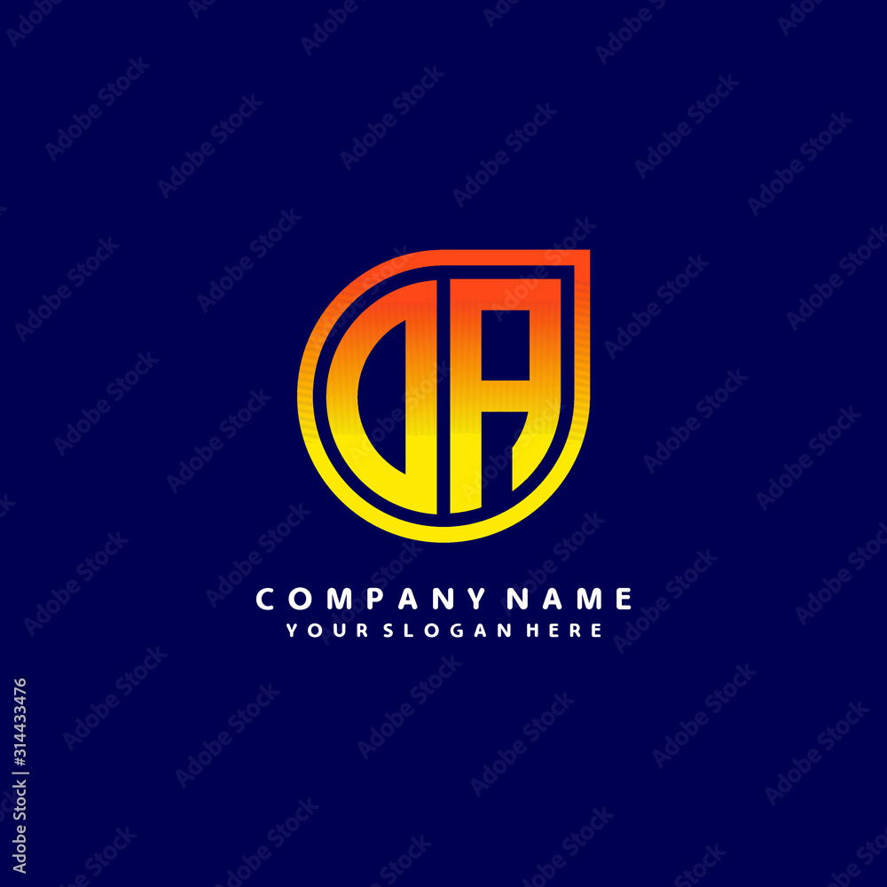 letter OA orange abstract logo, with a blue background letter OA orange abstract logo, with a blue background
