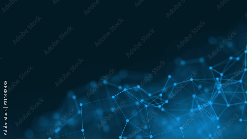 Abstract futuristic with connection glowing lines and particle on dark blue background science. Technology concept. Plexus structure. Popular video footage motion graphics high quality. 3D rendering