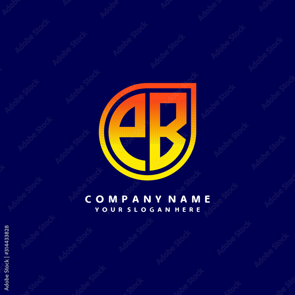 letter PB orange abstract logo, with a blue background letter PB orange abstract logo, with a blue background