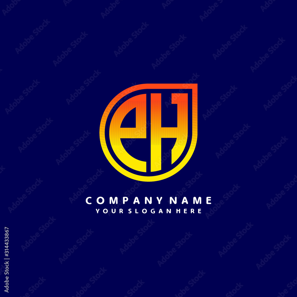 letter PH orange abstract logo, with a blue background letter PH orange abstract logo, with a blue background