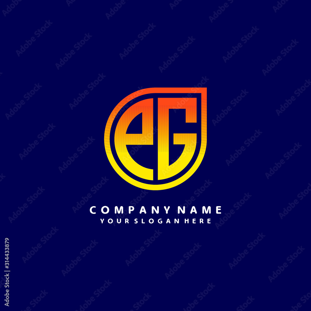 letter PG orange abstract logo, with a blue background letter PG orange abstract logo, with a blue background