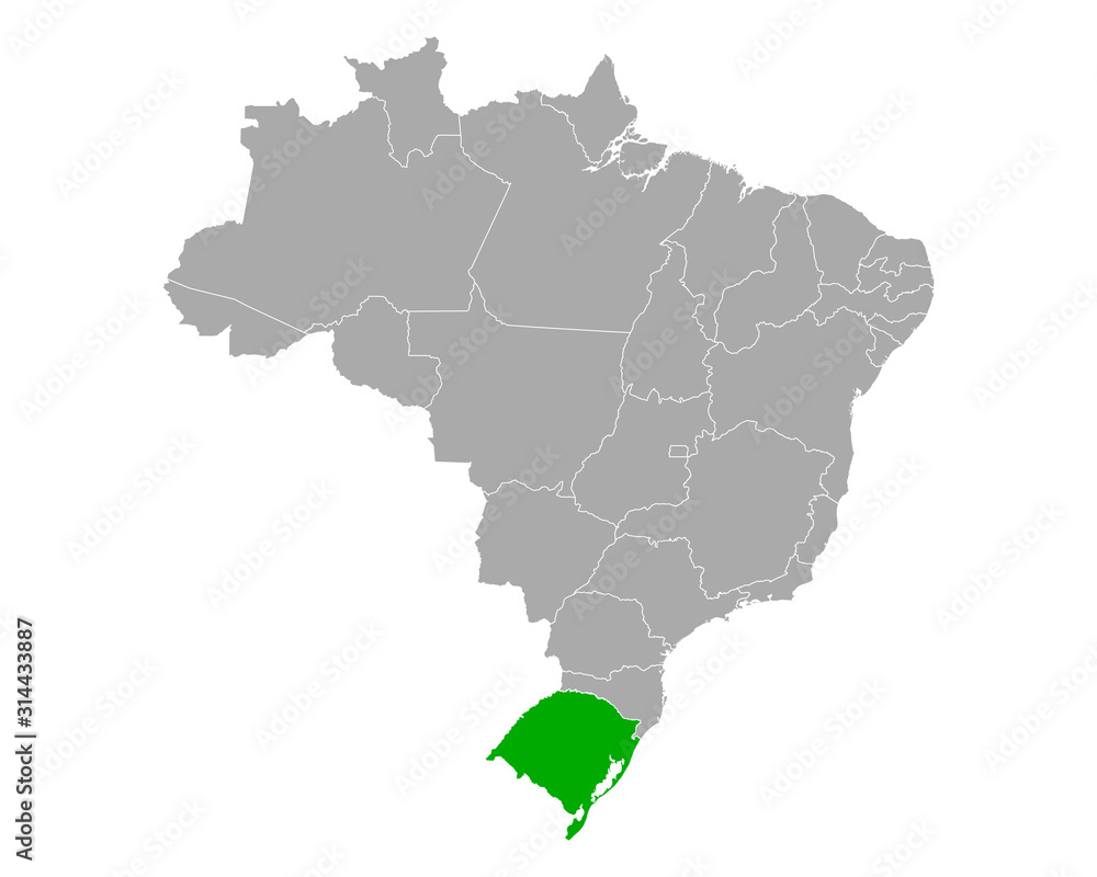 Karte von Rio Grande do Sul in Brasilien