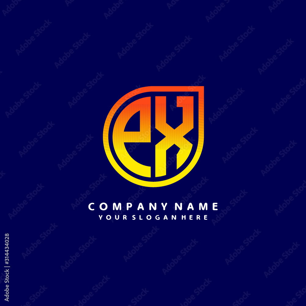 letter PX orange abstract logo, with a blue background letter PX orange abstract logo, with a blue background