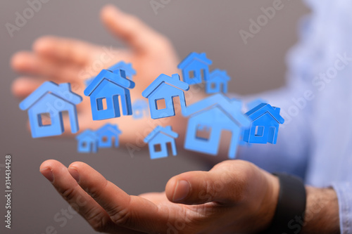Real Estate Agent house hand concept.