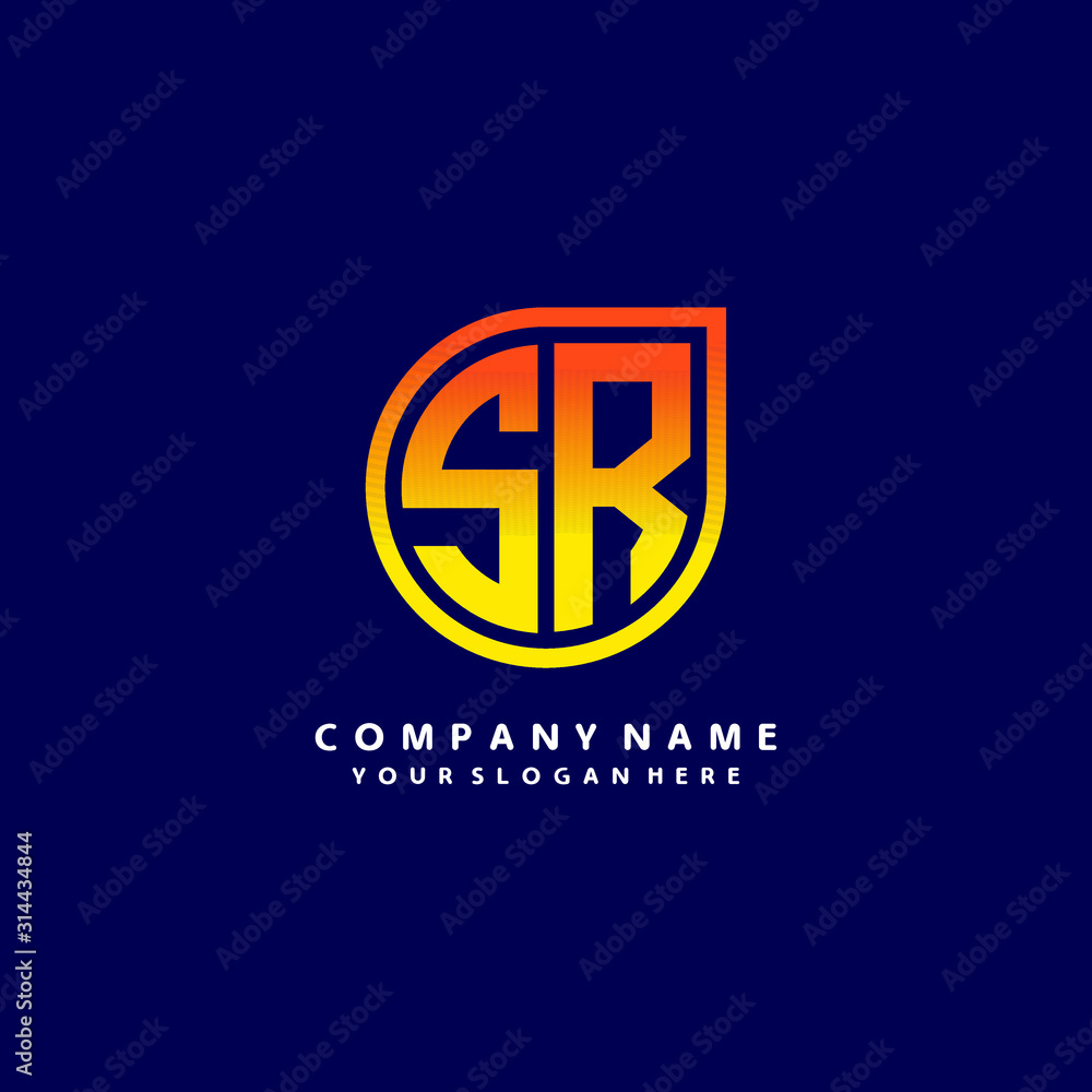 letter SR orange abstract logo, with a blue background letter SR orange abstract logo, with a blue background