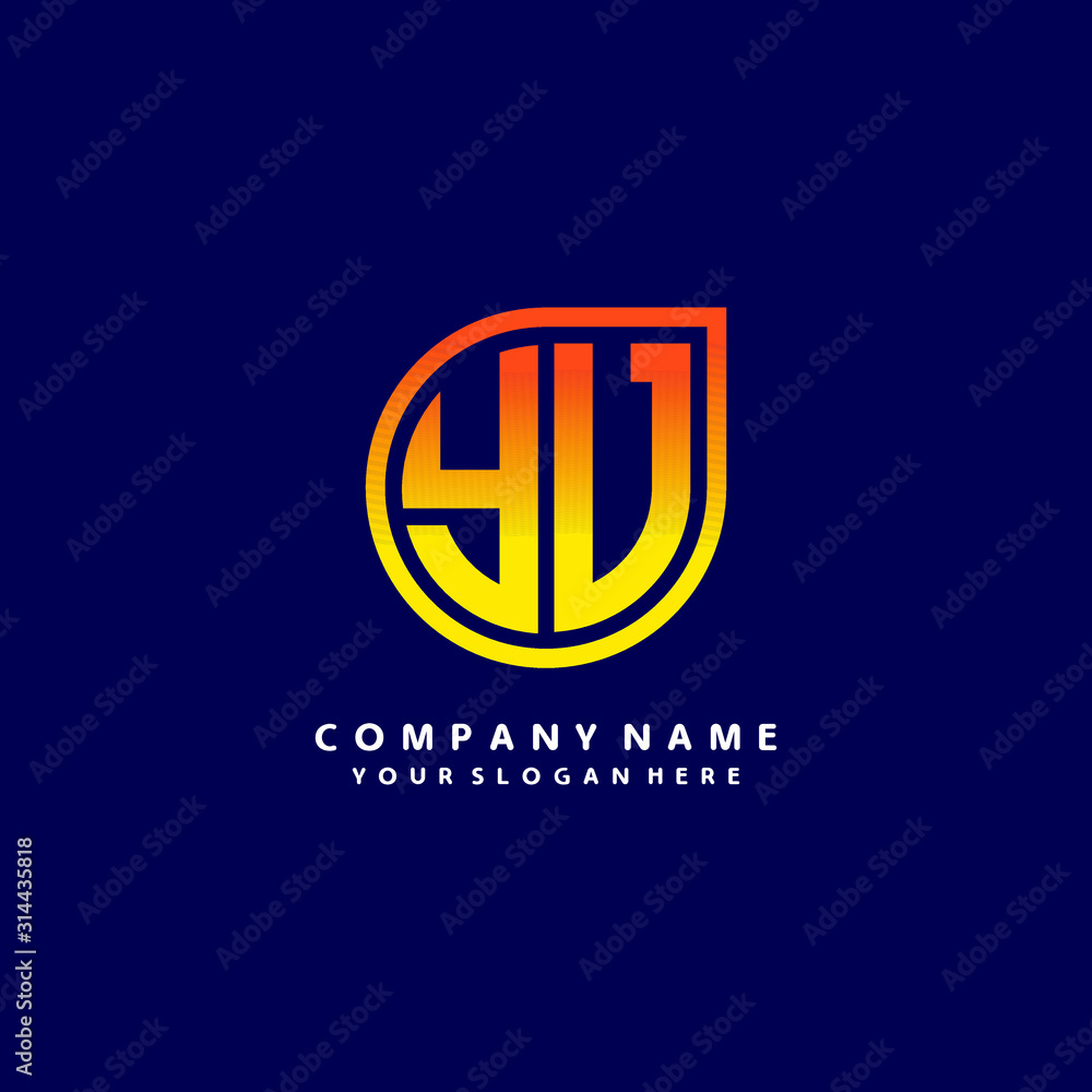 letter YV orange abstract logo, with a blue background letter YV orange abstract logo, with a blue background
