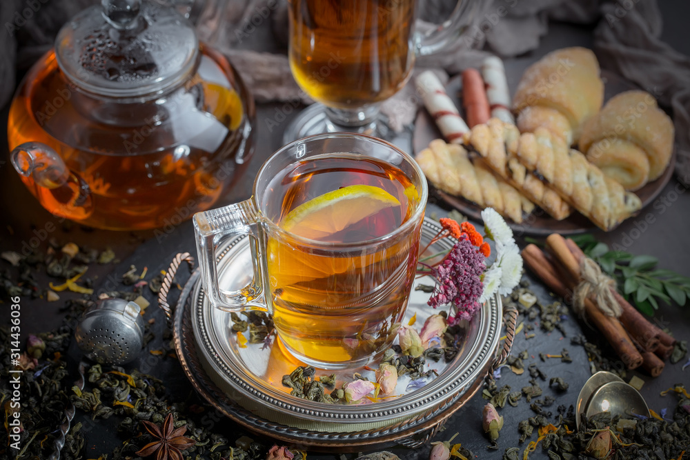 Tea in a cup on an old background Tea in a cup on an old background