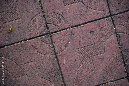 Texture of paving slabs overgrown with grass. Background image of a stratum stone