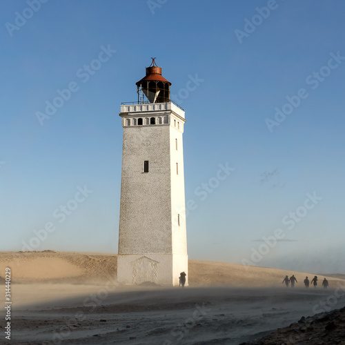 Lighthouse Rudbjerg knude in Denmark on a stormy day