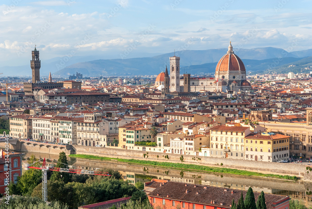 Beautiful view on hart of amazing Florence city and the Cathedral at sunrise, Florence.