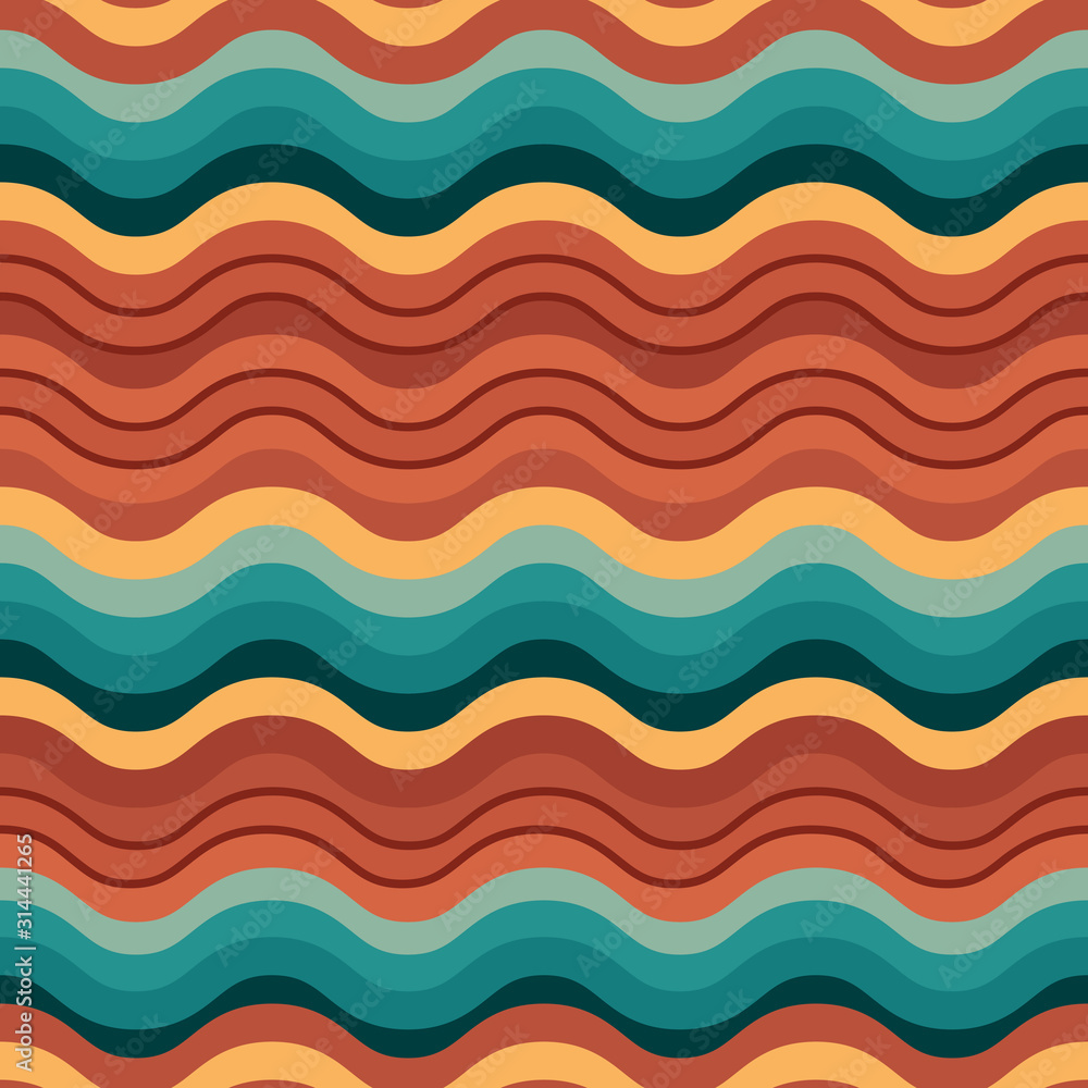 Seamless wave ethnic pattern. Red blue and orange background. Seamless pattern for textile or wrapping paper. Positive colors. Abstract calm shapes Seamless wave ethnic pattern. Red blue and orange background. Seamless pattern for textile or wrapping paper. Positive colors. Abstract calm shapes