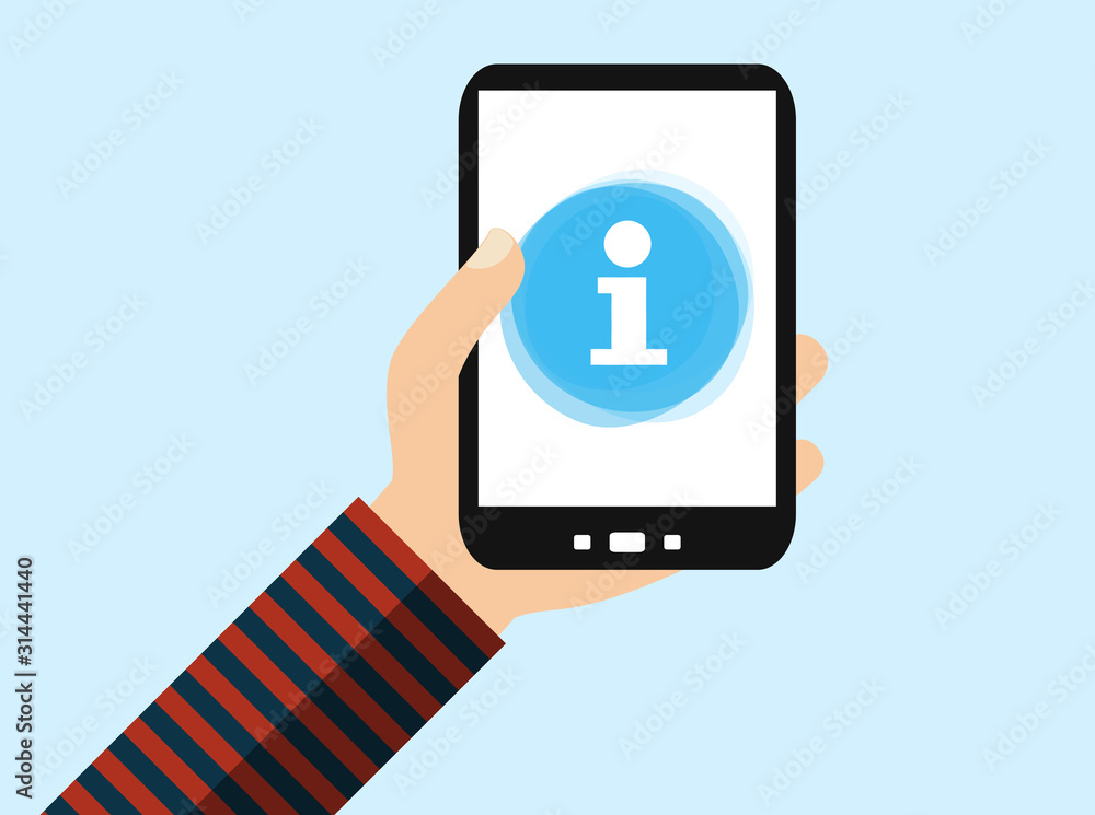 Blaues Info Symbol auf Smartphone Blaues Info Symbol auf Smartphone
